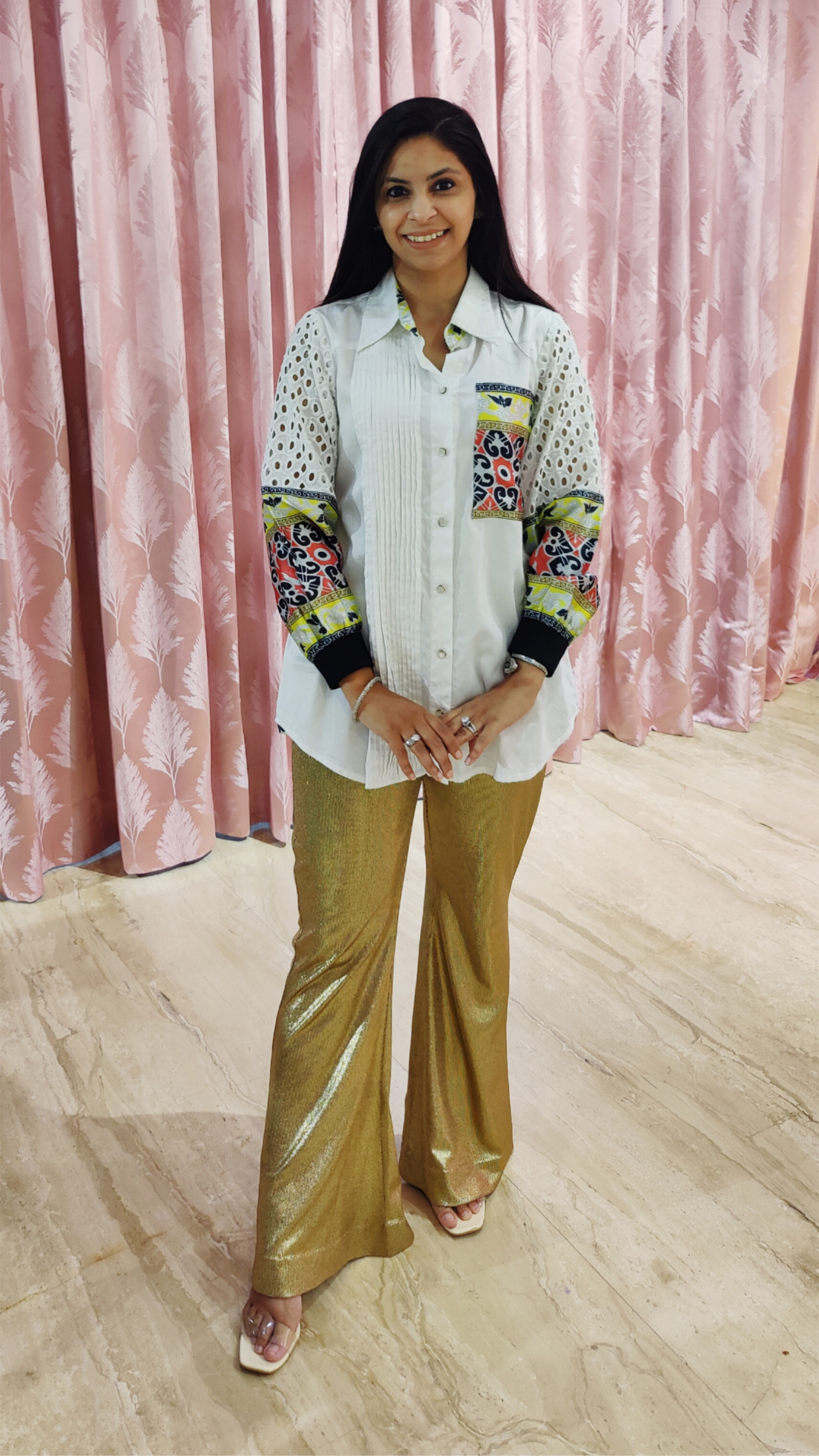 Cotton shirt with hakuba & print design