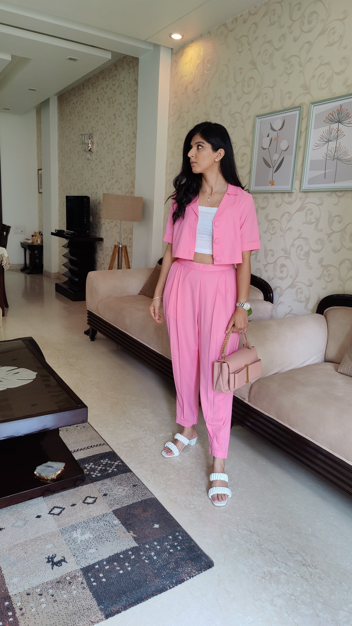 Pink Short Blazer & Pant Set
