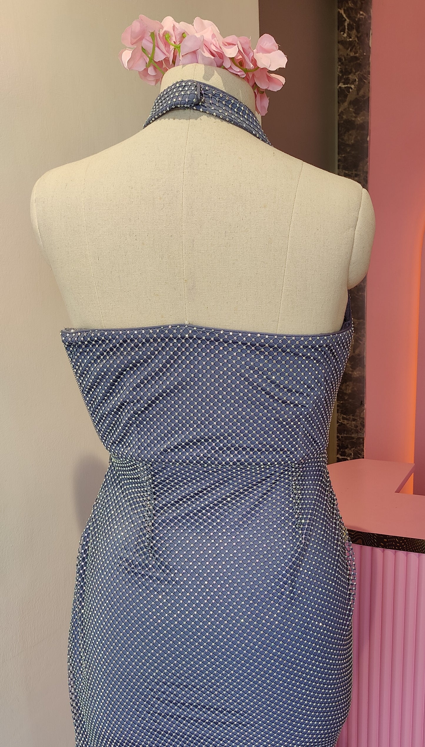 Smoke Grey Rhinestone Gown
