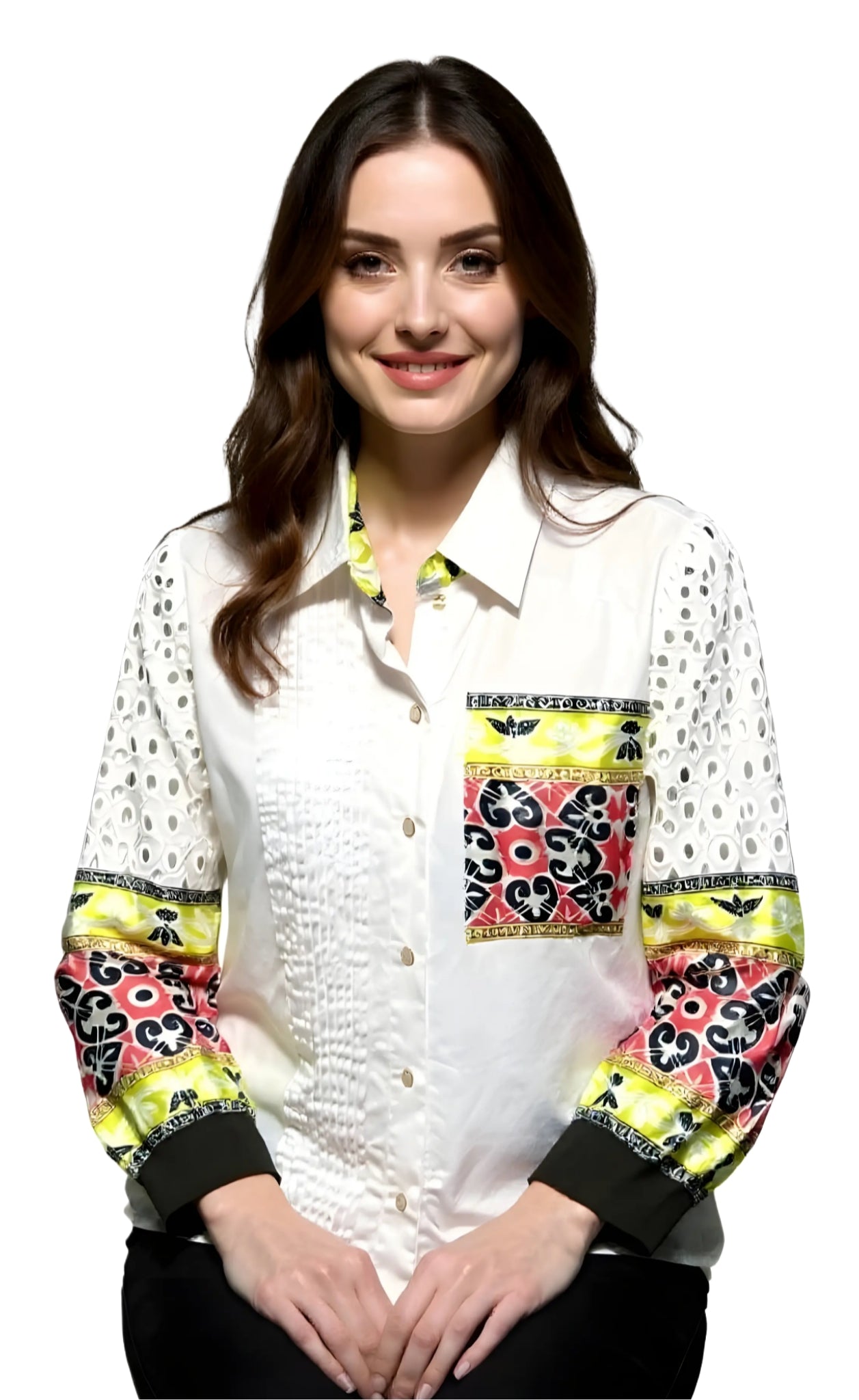 Cotton shirt with hakuba & print design