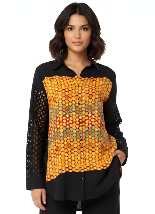 Black shirt with print & hakuba design