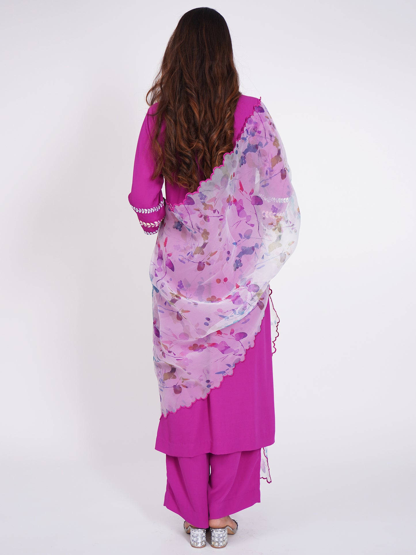 Purple Kurta Set with Printed Dupatta