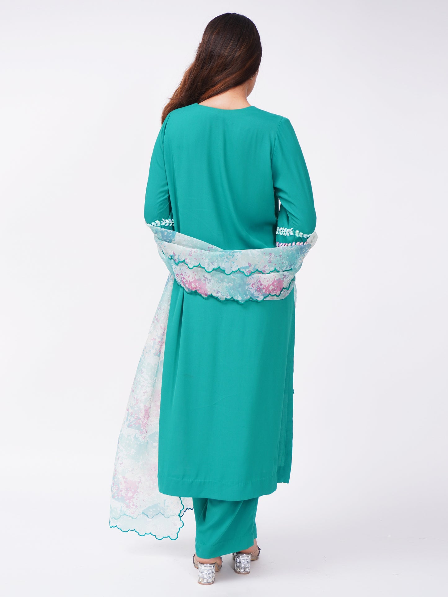 Green Kurta Set with Printed Dupatta