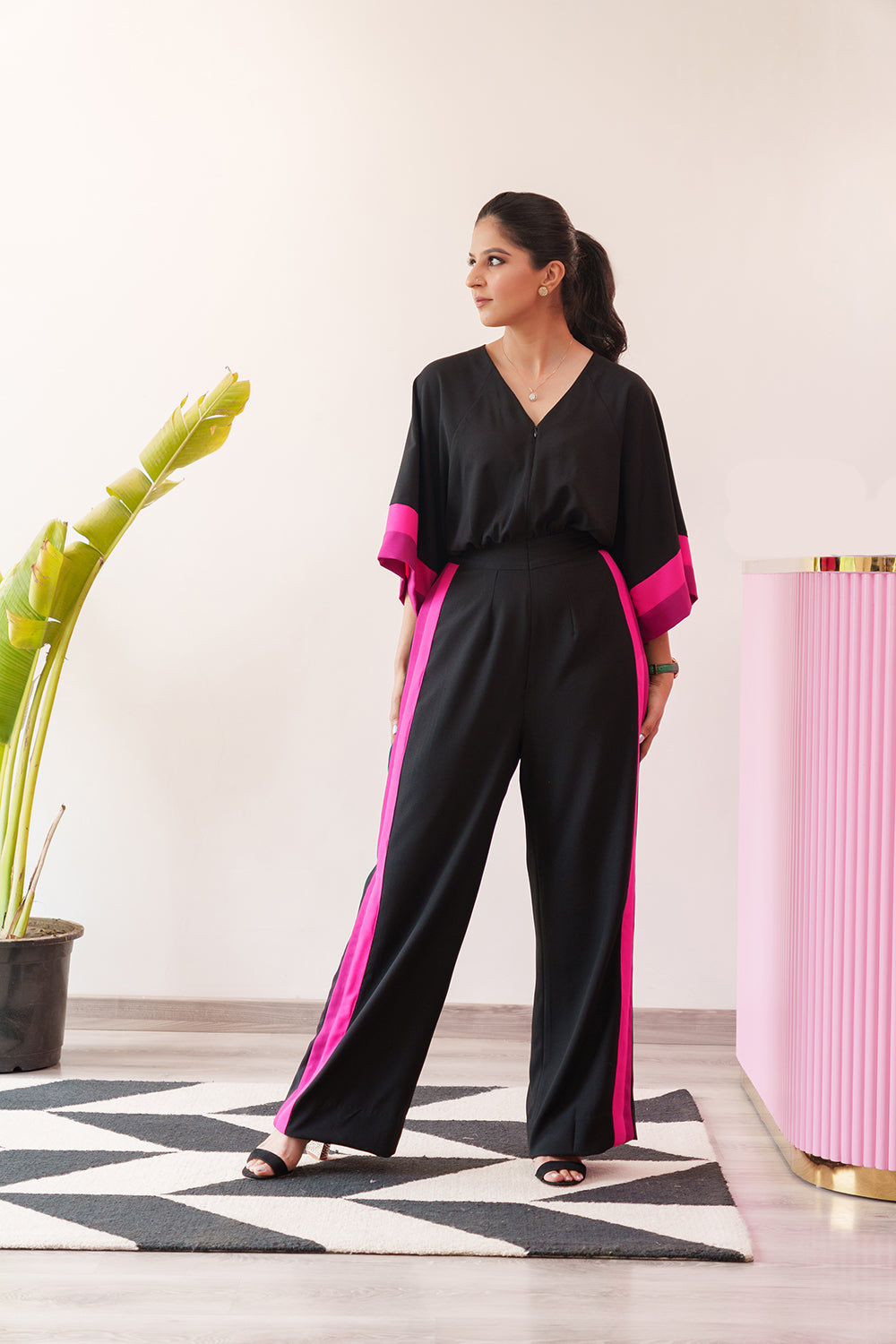 Color Blocked Jumpsuit in Black