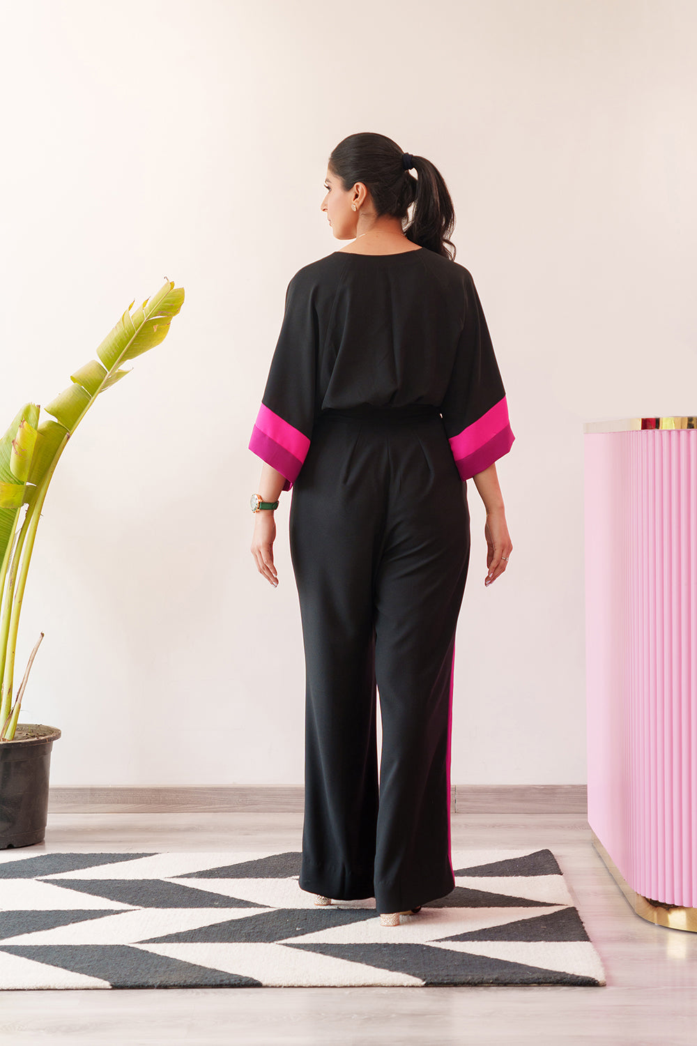 Color Blocked Jumpsuit in Black