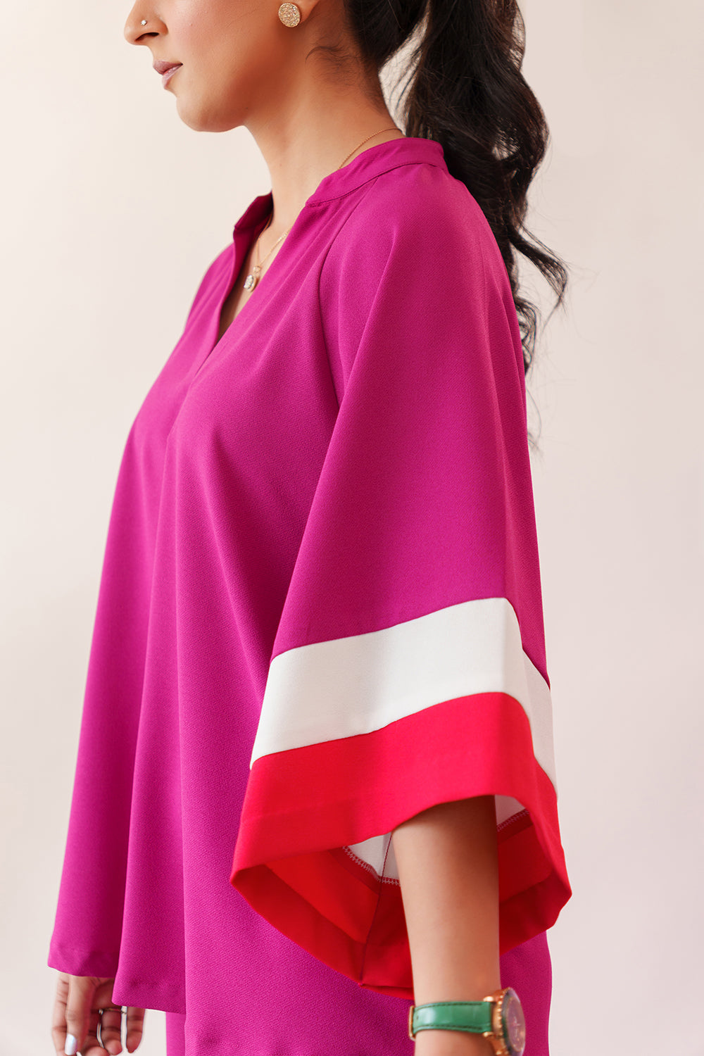 Color Blocked Co-ord Set in Pink