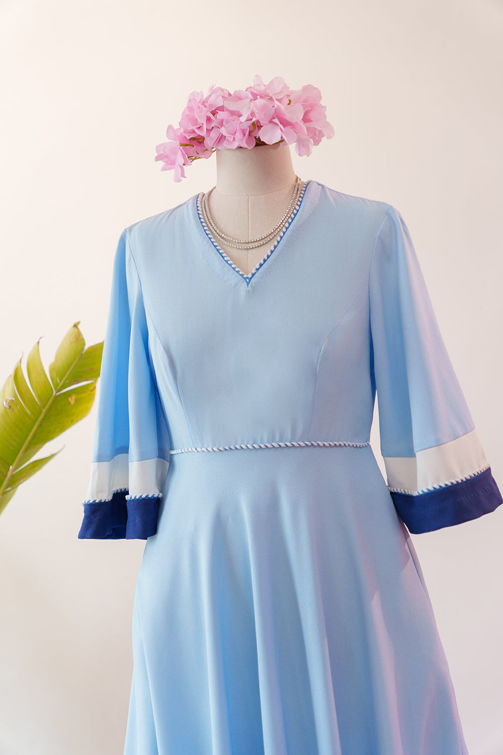 Color Blocked Dress in Sky Blue