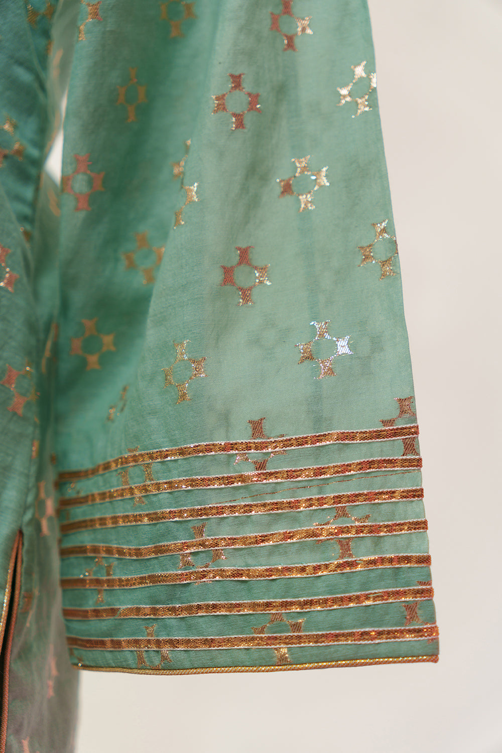 Seafoam Green Straight Chanderi Suit with Printed Dupatta