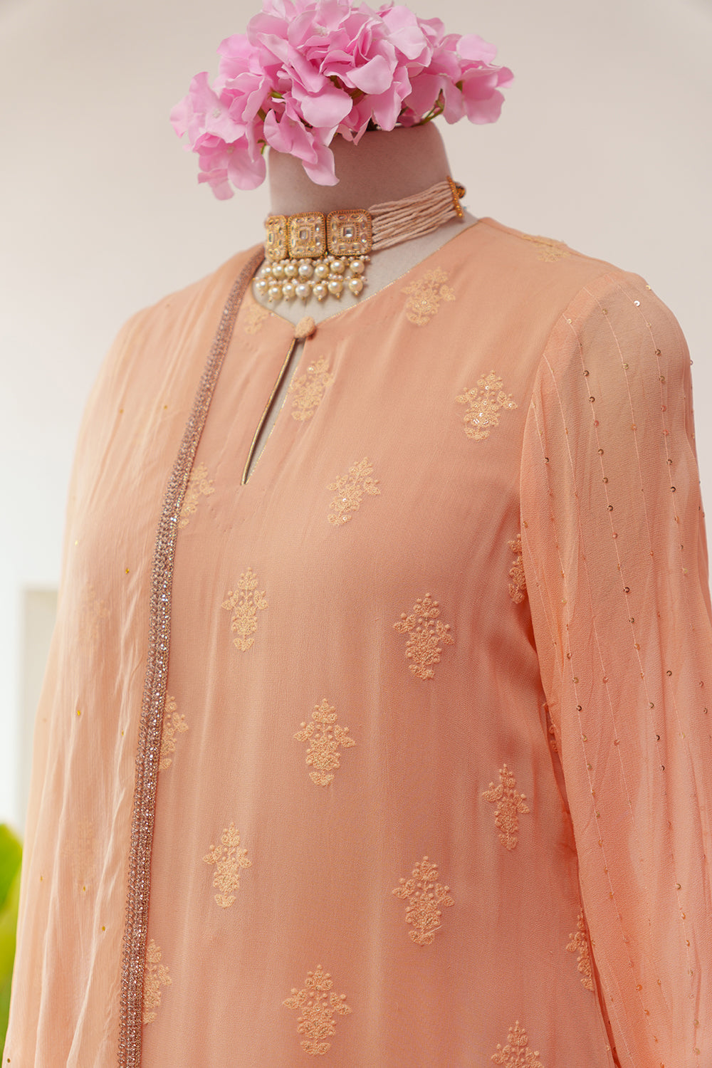 Peach Suit in Georgette