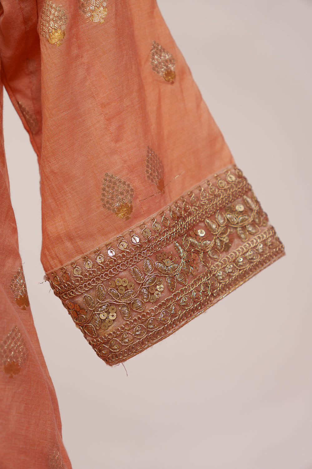 Peach Chanderi Suit with Georgette Skirt