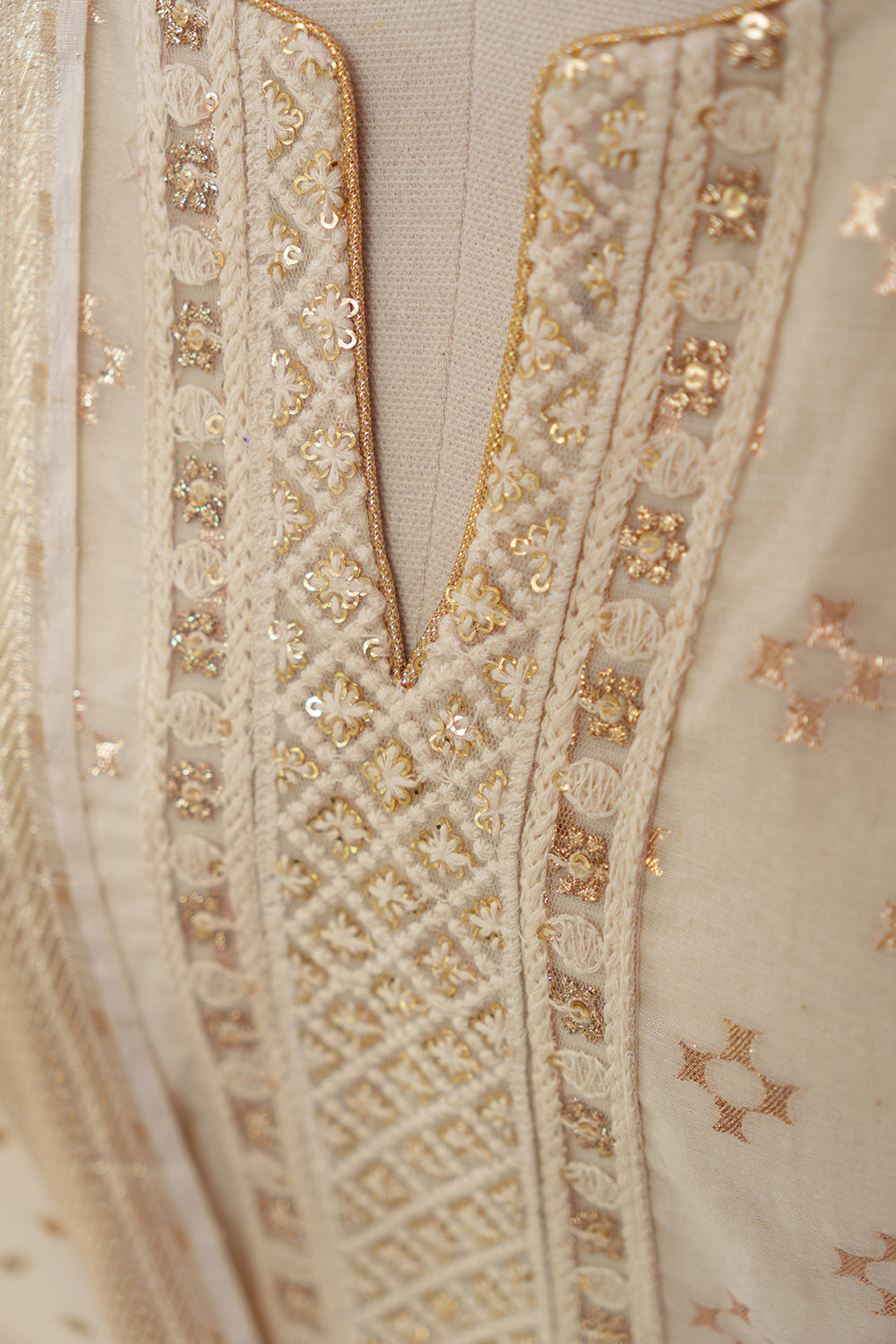 Ivory Straight Suit in Chanderi