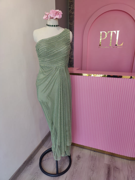 Green Rhinestone Gown