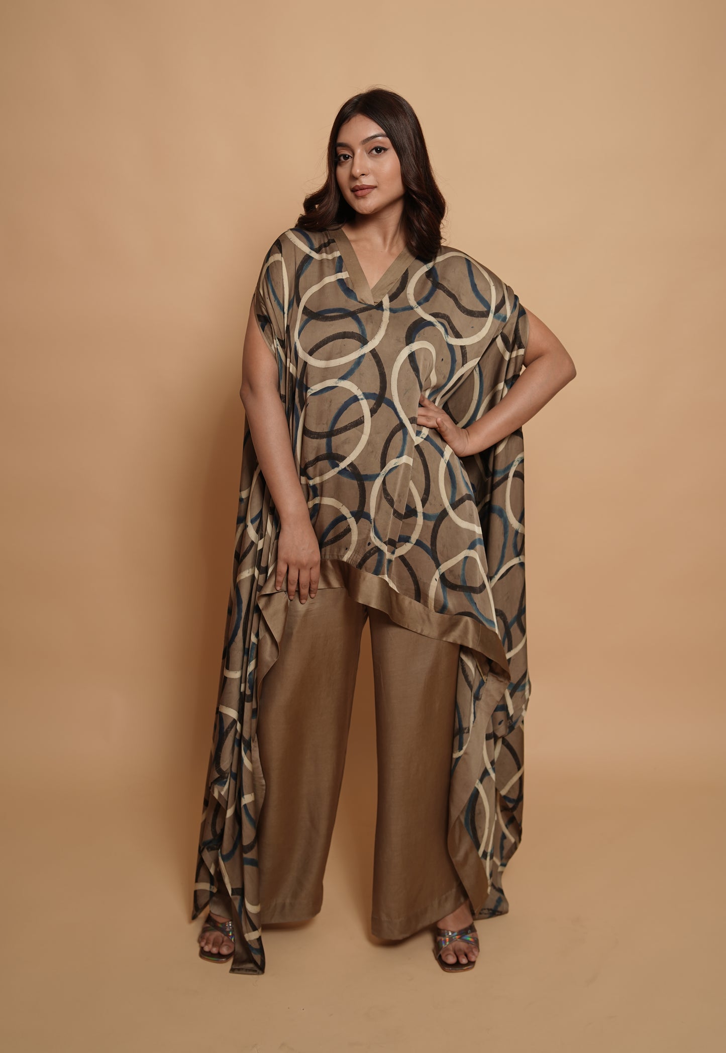 High Low Cape with Palazzo Pants in Copper