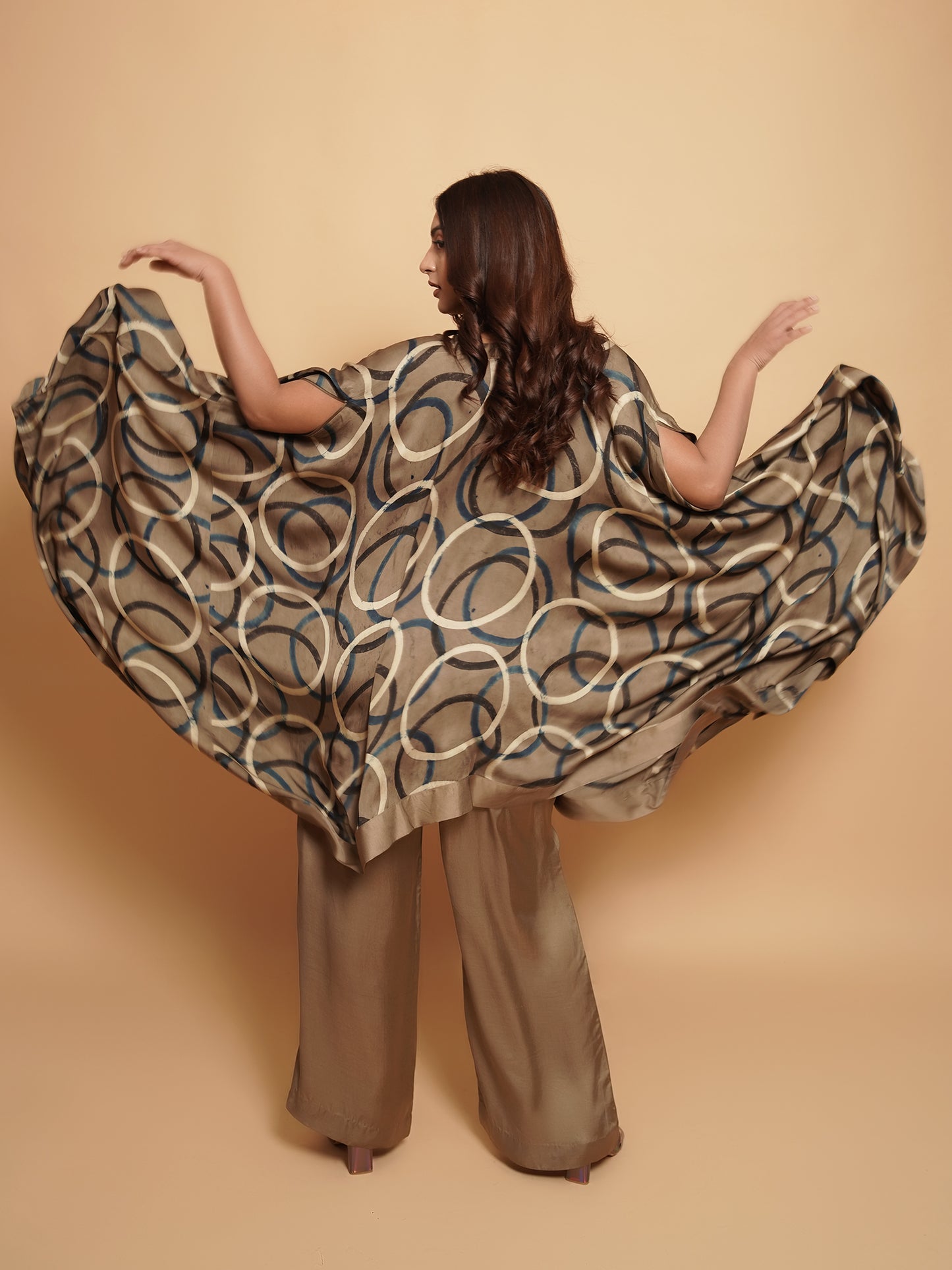 High Low Cape with Palazzo Pants in Copper